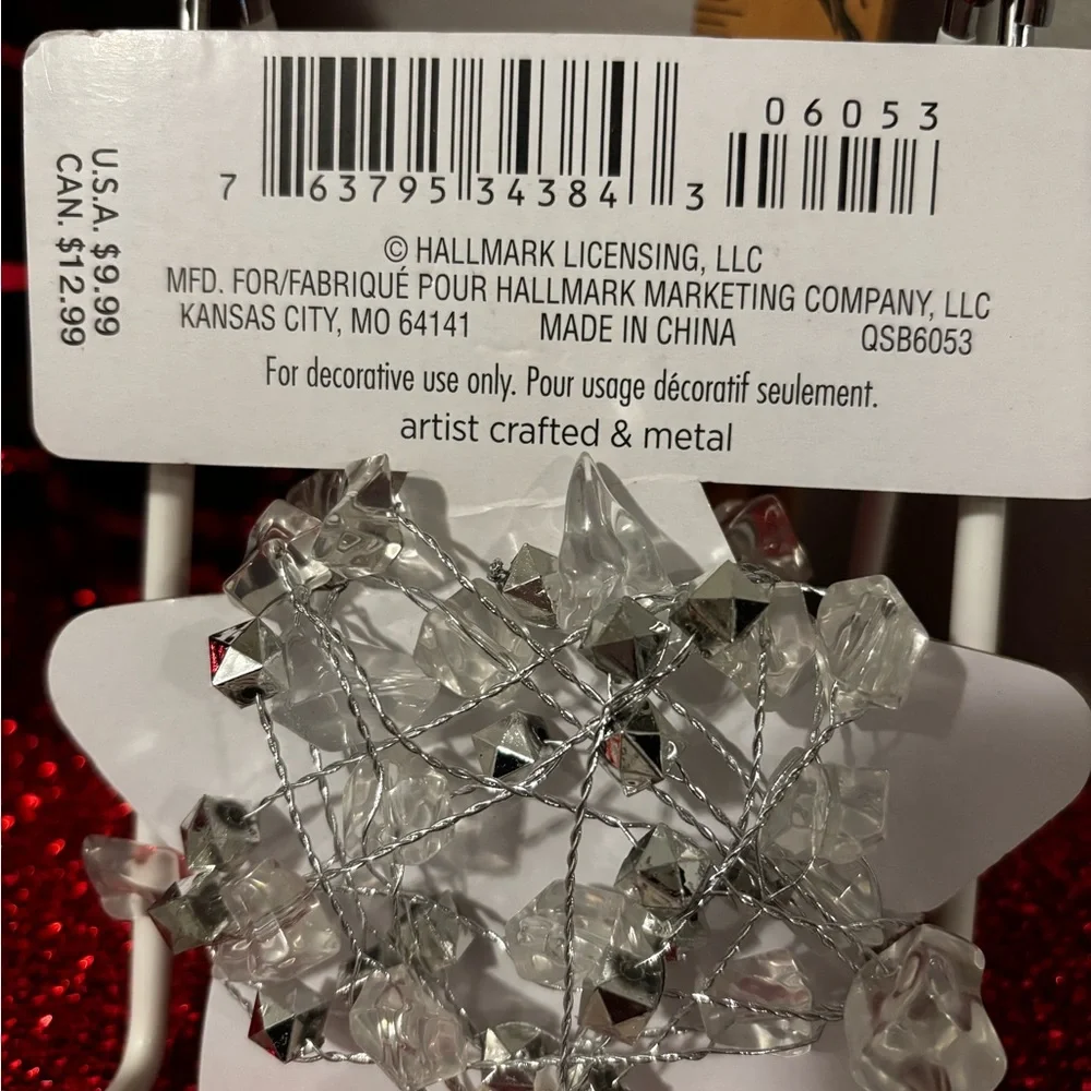 NWT Hallmark White (clear) and Silver Miniature Garland